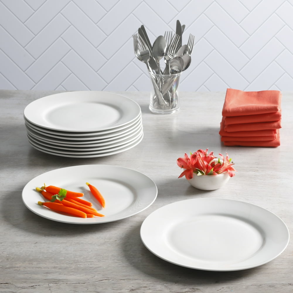 Gibson Home Everyday Round White 10.5Inch Dinner Plate, Set of 10