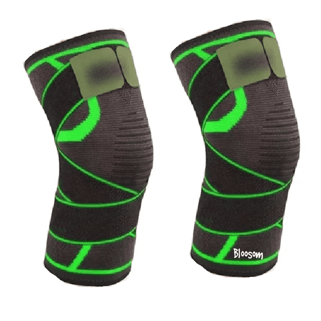 Par Rodilleras Bloosom Elásticas Deportivas Compresion Para Gym Verde L