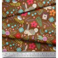 thumbnail image 3 of Soimoi Polyester Crepe Fabric Floral,Rabbit & Porcupine Cartoon Print Sewing Fabric Yard 52 Inch Wide, 3 of 3