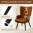 thumbnail image 3 of Pirecart Accent Chairs Set of 2, PU Leather Living Room Chair with High Backrest and Metal Legs, Wingback Chair Mid Century Modern for Living Room, Vanity, Bedroom, Brown, 3 of 10