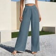 thumbnail image 5 of POIUYTR Women Cotton Linen Palazzo Pants Summer Casual Wide Leg Elastic High Waist Beach Pants Vacation Trendy Comfy Trousers, 5 of 6