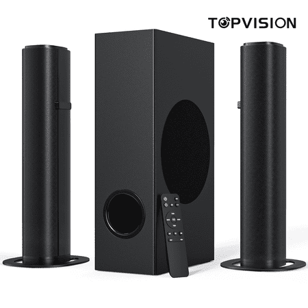 TOPVISION 4.1ch Sound Bar with Subwoofer, 120W Separable Sound Bar for TV, 2-in-1 Detachable Sound Bar with USB/AUX/Coaxial/Optical/HDMI/Bluetooth