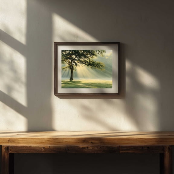 Abstract Landscape Sunrise and Trees Canvas Painting Vintage Countryside Scenery Print Wall Art for Living Room Bedroom Decoration Frameless