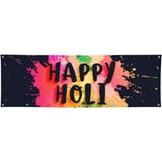 Happy Holi India Holiday Banner 24x71in Decorations Porch Yard Signs Tapestry Backdrops Party Decor Supplies Background Flag