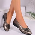 thumbnail image 3 of HTHLVMD Perforated Wedge Shoes, Cut-Out Comfort Footwear, Women's Ballet Flats Business Office Work Dress Shoes Low Wedge Round Toe Slip-Ons Comfortable Dressy Casual Flats for Women, Gray 9, 3 of 7