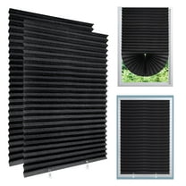 Bocaoying 2 Pcs Temporary Blinds for Windows, Stick on Curtains Blinds, No Drill Mini Blinds, Light Filtering Privacy Protection, Black Out Blinds for Window of Bedroom, Bathroom, Kitchen, Office(Black2-90*180CM)