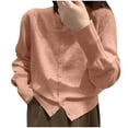 thumbnail image 3 of Ashirexll Womens Long Sleeve T Shirts, Winter Tops for Women, Fashion Ladies' Fall Long Sleeve Round Neck Comfortable Solid Color Button Blouses, 3 of 6