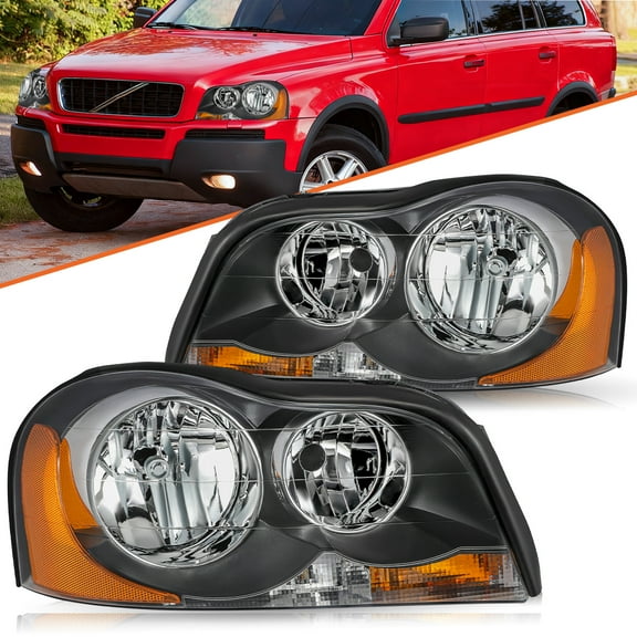 Headlights Headlamps Set For 2003-2014 Volvo XC90 Driver and Passenger Halogen