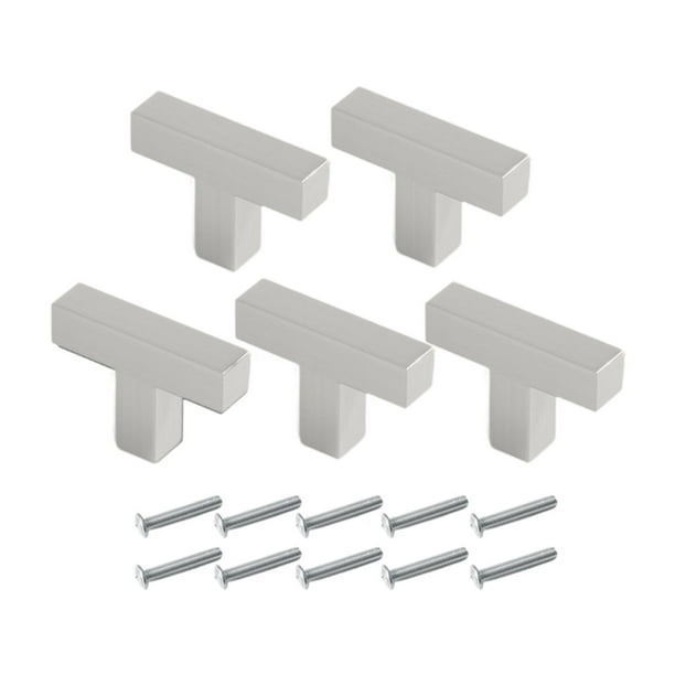 Paquete de 5 manijas de gabinete para muebles, tiradores de acero inoxidable para cocina y baño Plata