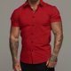 thumbnail image 4 of Camisas s Para Hombre Manga Corta Camisas casuales de manga corta para hombre Camisa de playa de verano con botones (Red, L), 4 of 5