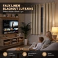 thumbnail image 5 of 100% Blackout Curtains 52x63 in Set of 2, Faux Linen Textured Curtains for Bedroom Living Room, Thermal Insulated Window Drapes with Grommet, Room Darkening & Privacy Protection,Natural Beige, 5 of 7