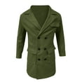 thumbnail image 5 of Aihuaihua Mens Trench Coat Notch Lapel Double Peacoat Wool Blend Casual Long Overcoat with Pocket Army Green XL, 5 of 5