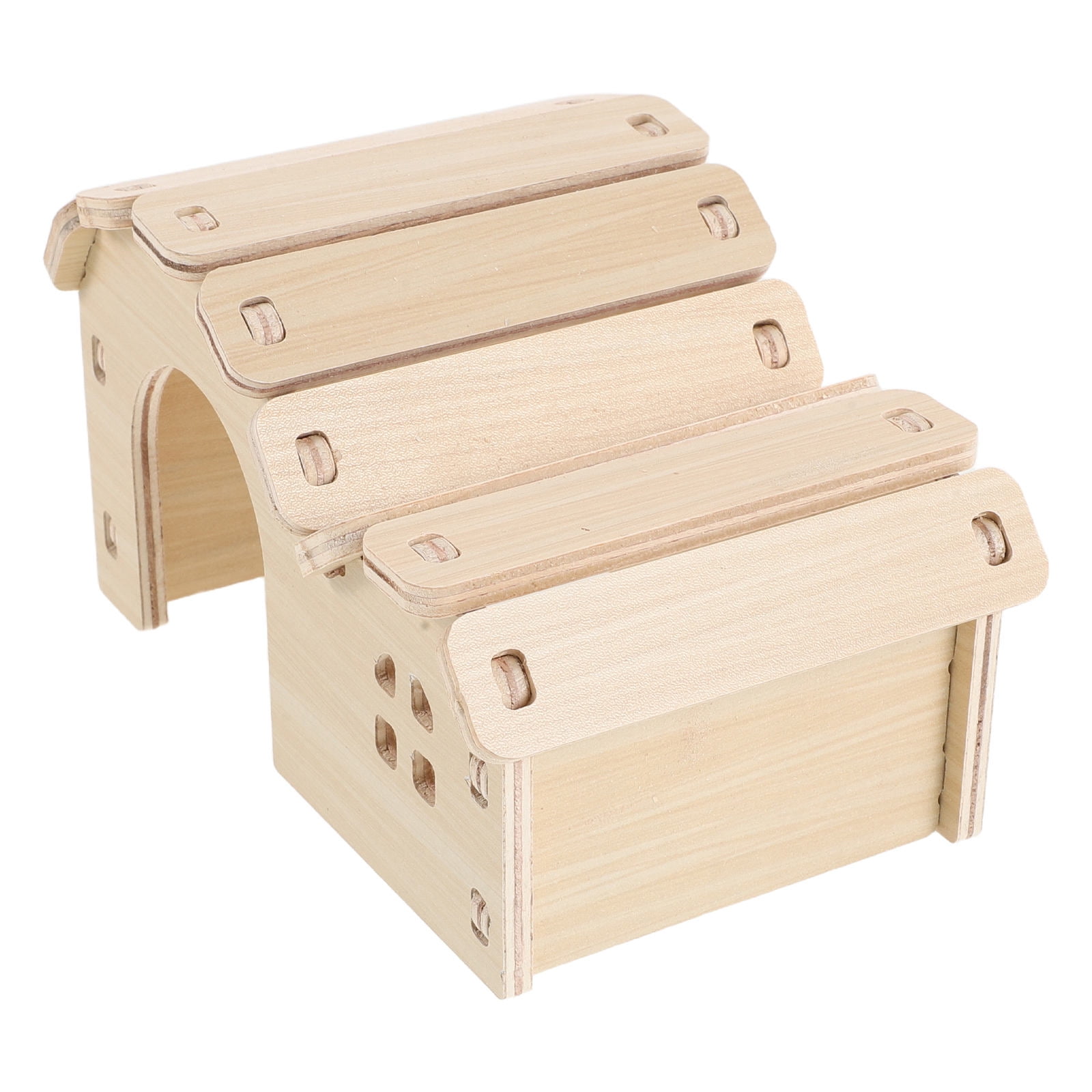 HAMPPLIES Natural Wooden Hamster Hideout House Safe Chewing Small Pet Hideaway Home for Gerbils Mice and Other Small Animals