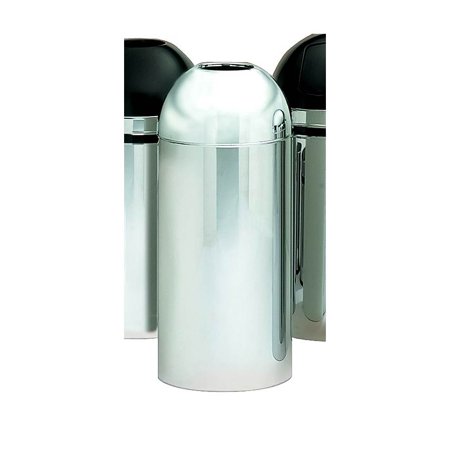 Open Top Receptacle Finish - Steel Open Top Trash Receptacle in Polished Chrome Tone Finish