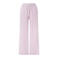thumbnail image 2 of FAROOT Women Wide Leg Stripes Print Drawstring Low Rise Straight Leg Trousers Lounge Pants Pajama Pants, 2 of 10
