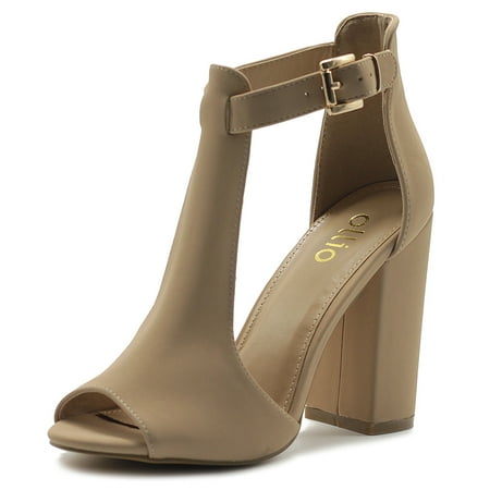 

Ollio Women s Shoes T-Strap Chunky High Heel Bootie Sandals MG00H47