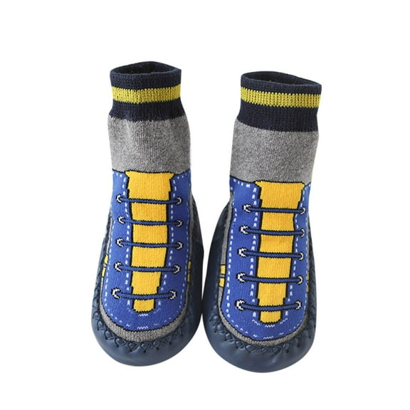 EnJoCho Children Toddler Autumn and Winter Boys and Girls Floor Sports Shoes and Socks Shoes Flat Sole Non Slip Warm Comfortable Cartoon Monkey Pattern Toddler Unisex Casual Indoor Outdoor Wear