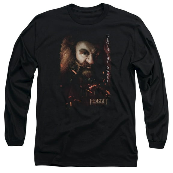 The Hobbit Gloin Poster Long Sleeve Adult 18/1 T-Shirt Black
