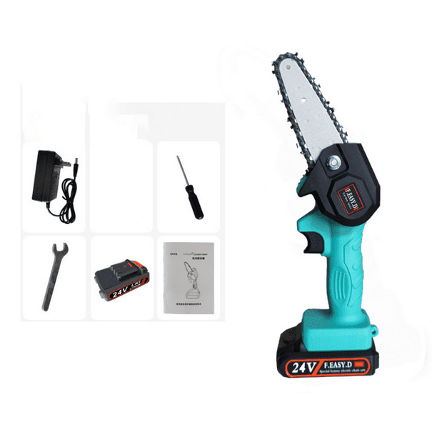 Scie électrique Portable 24V, scie électrique pour le travail du bois, le  jardin, la bûche, Mini scie à chaîne électrique, batterie au Lithium –