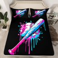 thumbnail image 2 of Homewish Baseball Game Full Size Sheets,Watercolor Splashing Ink Bed Sheets,Sport Theme Sheet Sets For Kids,Breathable Home Decor,4pcs, 2 of 7