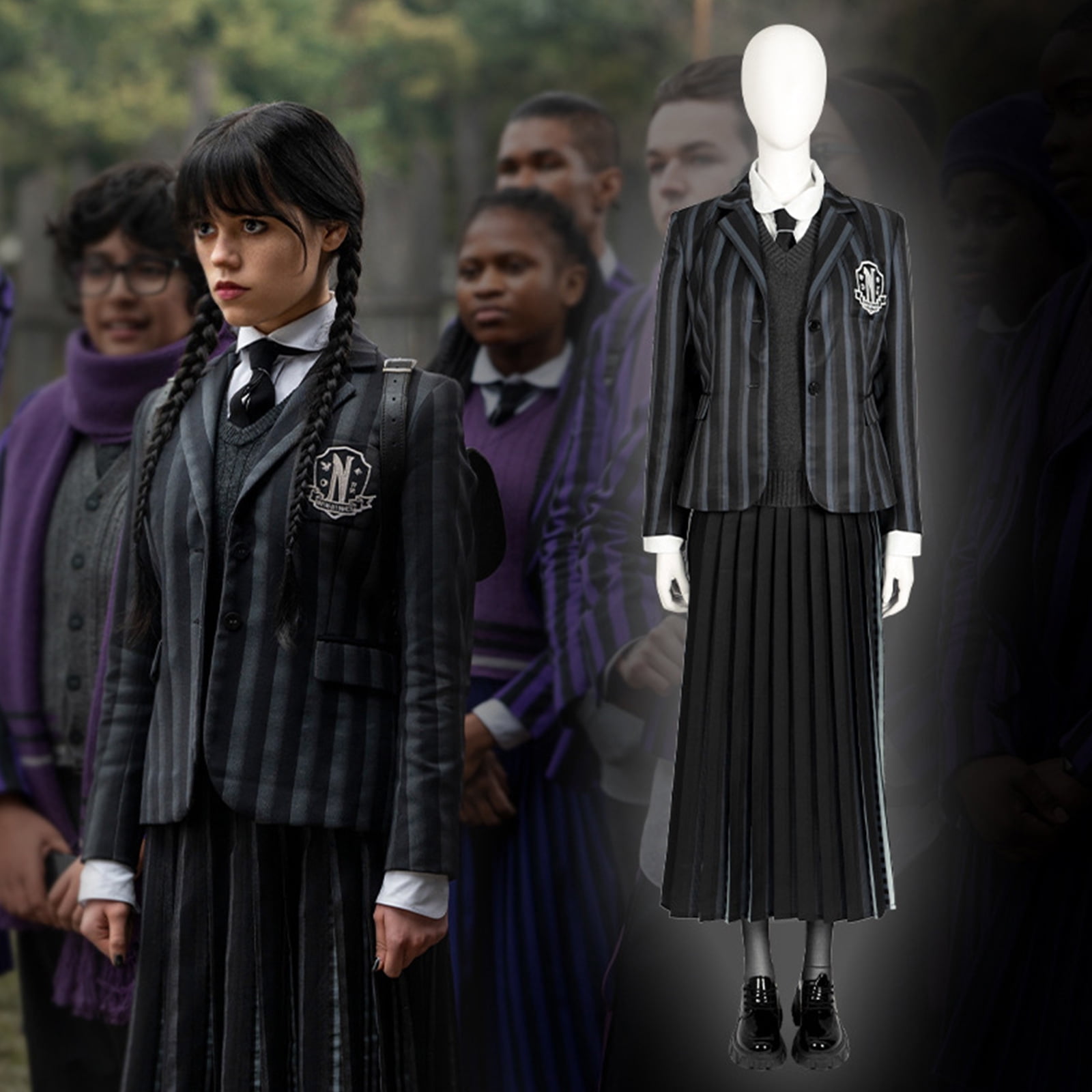 Wednesday Addams Cosplay Costume Dress Addams Family Halloween School  Uniform