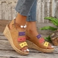 thumbnail image 6 of Women's New Summer Large Size Mixed Color Muffin Fish Mouth Wedge Sandals Summer Sandals Khaki 41, 6 of 8