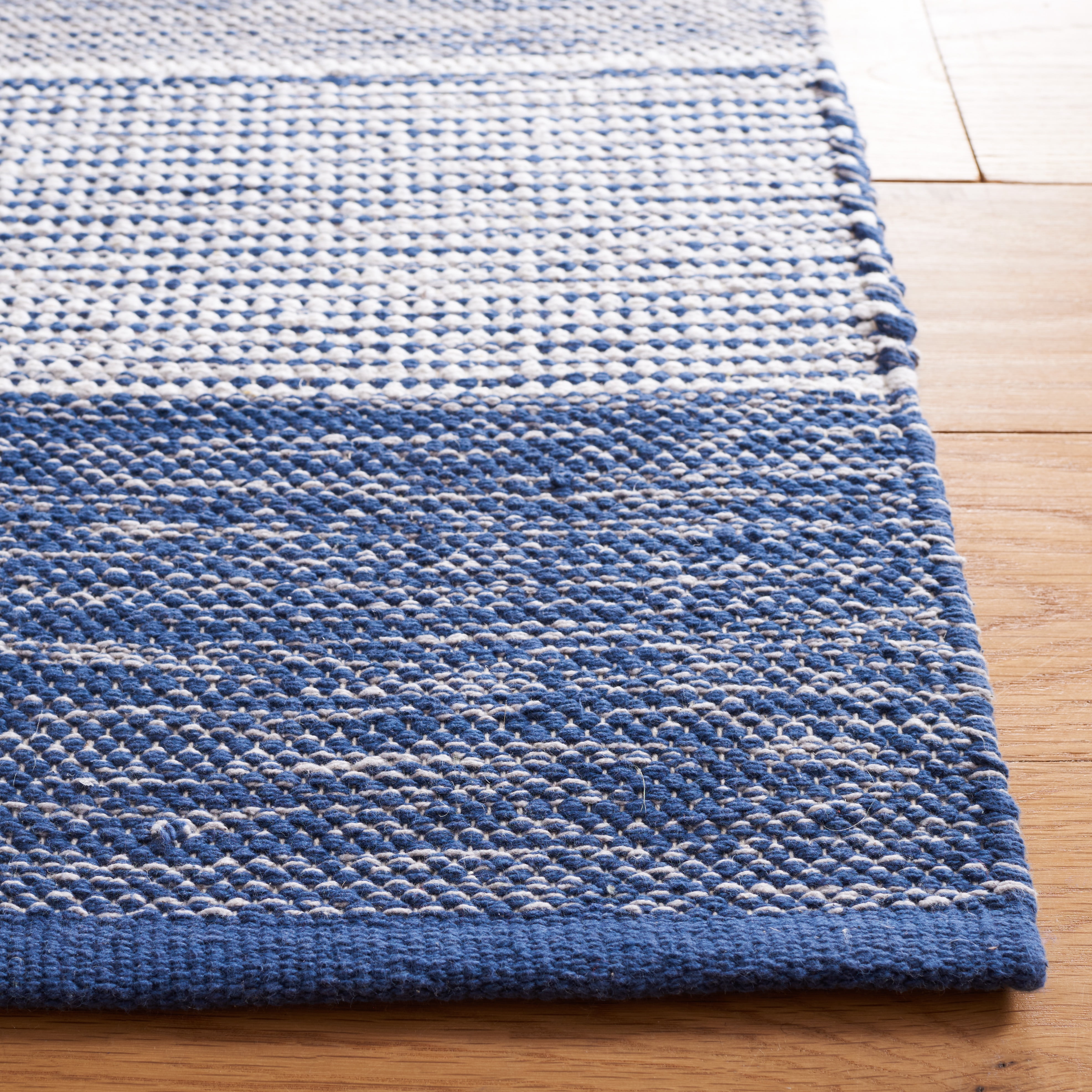 SAFAVIEH Striped Kilim Amina Striped Cotton Area Rug, Grey/Blue, 5' x 8'