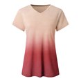 thumbnail image 1 of Minnieouse Camiseta degradada para mujer, ropa de calle elegante multicolor con cuello en V, fibra de verano, manga corta, para correr, playa, Prendas para la parte del cuerpo Rosa claro XXXL, 1 of 6