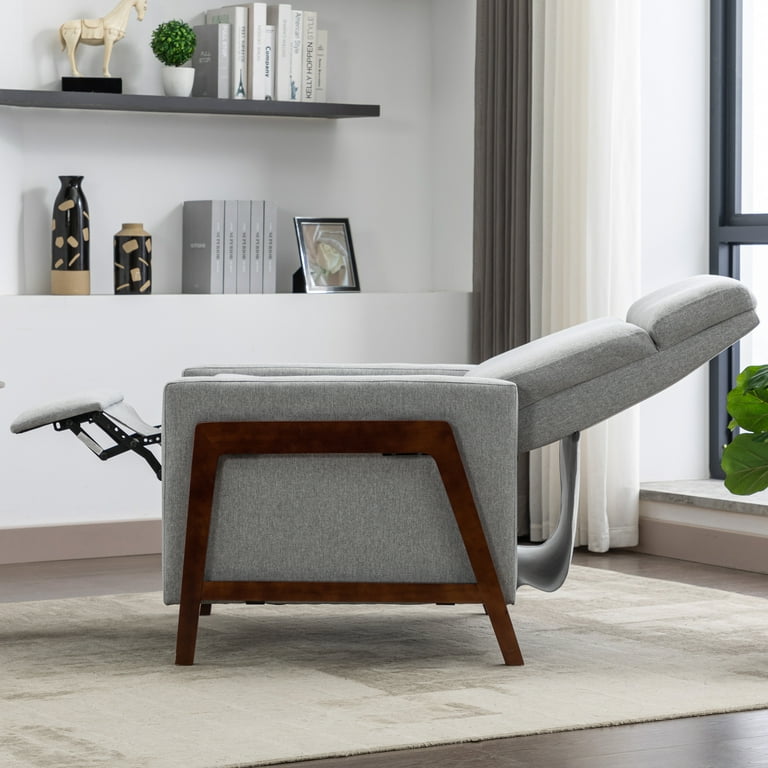 Set Of Two Wood Framed Upholstered Recliner Chair Adjustable Home Theater Seating With Thick Seat Cushion And Backrest Modern Living Room Recliners Gray Walmart
