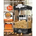 thumbnail image 6 of Miniyam 10 Oz Popcorn Machine with Cart, Large Kettle Popcorn Maker with Side Trays, Storage Cabinet & Tempered Glass, Countertop Convertible Popper for Home Theater, Parties & Events, Black, 6 of 7