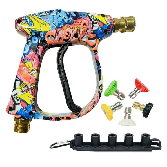 Graffiti High Pressure Washer Gun - 3000 PSI 5-in-1 Power Wash Spray Gun with Quick Connect, Lightweight & Compact for Car Washing, Patio, Deck & Outdoor Cleaning