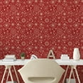 thumbnail image 3 of Ambesonne Retro Peel & Stick Wallpaper for Home, Filigree Style Snowflakes, 13"x100", Vermilion Ivory, 3 of 6