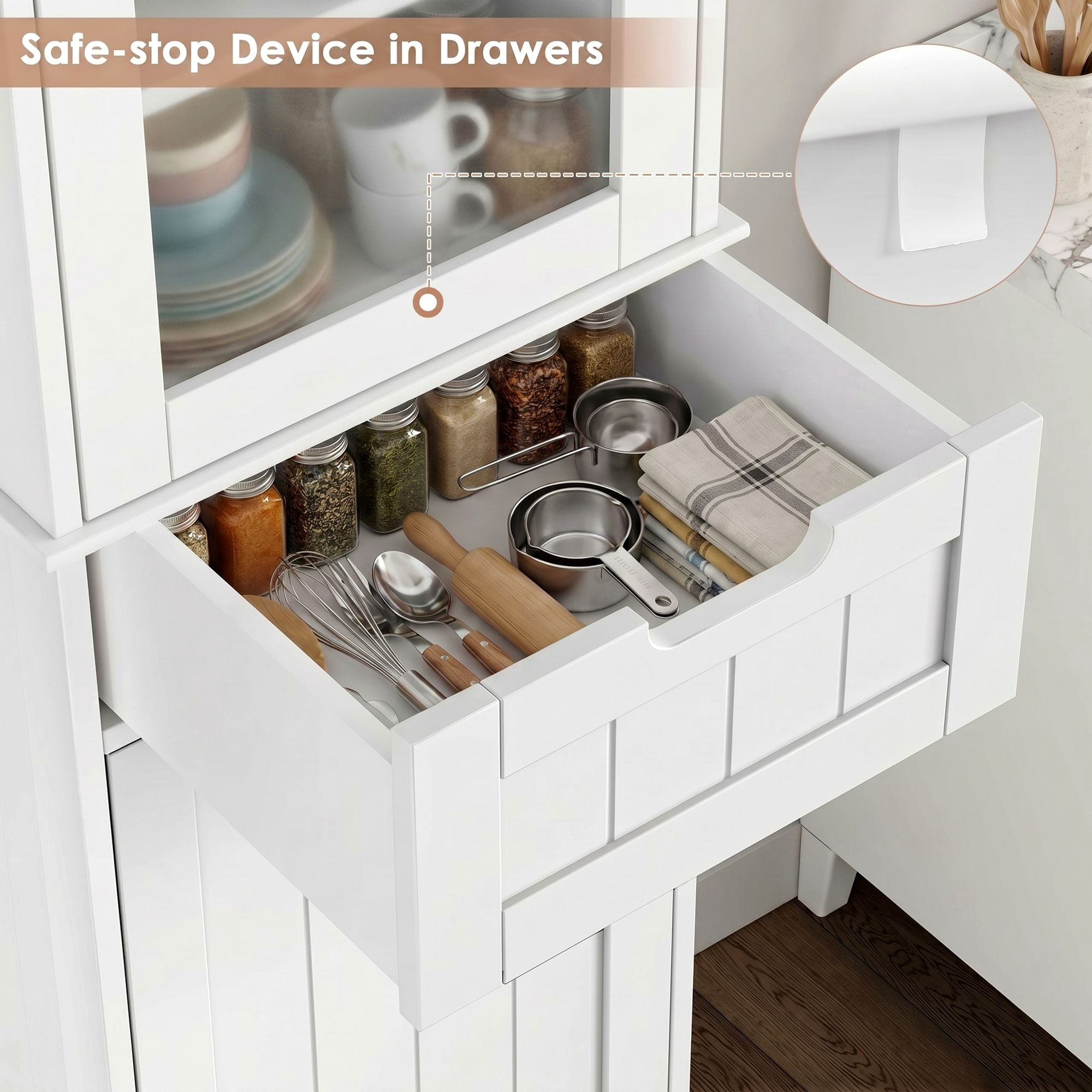 Homfa Narrow Kitchen Pantry Storage Cabinet, 67" Slim White Pantry Cabinet with Drawer and Door, Space-Saving Freestanding Storage Cabinet for Small Place