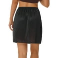 thumbnail image 2 of RUNQHUI Jupon Long en Satin pour Femme Demi-Jupon Jupe sous Robe Jupons Rallonge Demi-Jupons 45cm Noir m, 2 of 7