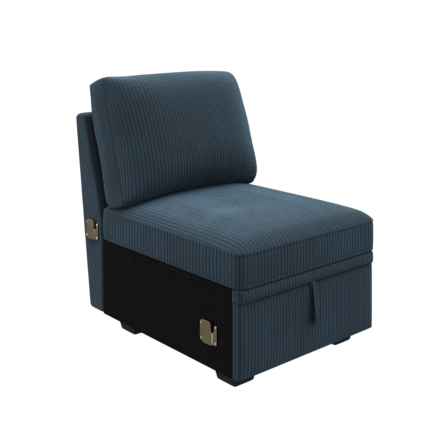 HONBAY Single Seat with Storage for Modular Sectional Sleeper Sofa, Corduroy Blue