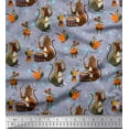 thumbnail image 1 of Soimoi Polyester Crepe Fabric Musical Instruments,Monkey & Rat Cartoon Decor Fabric Printed Yard 42 Inch Wide, 1 of 3
