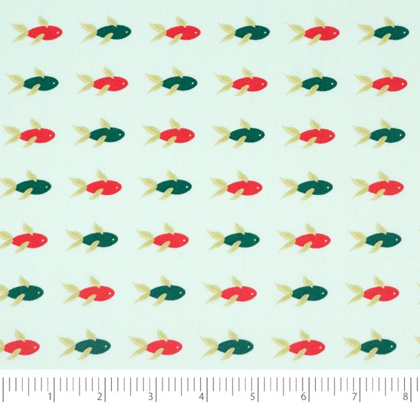 Singer Fabrics, 100 Cotton Print, Craft Quilting, 44 Inch, Aqua Fish