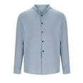 thumbnail image 5 of Ecqkame Mens Casual Tops Button Down Long Sleeve Cotton Beach Shirt Summer Fashionable Business Shirts with Pockets 02-Light Blue XXXL, 5 of 6