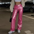 thumbnail image 2 of Wlynlyn Womens Leather Pants High Waist Straight Leg Casual Solid Color Business Work Trousers with Pockets, 2 of 10