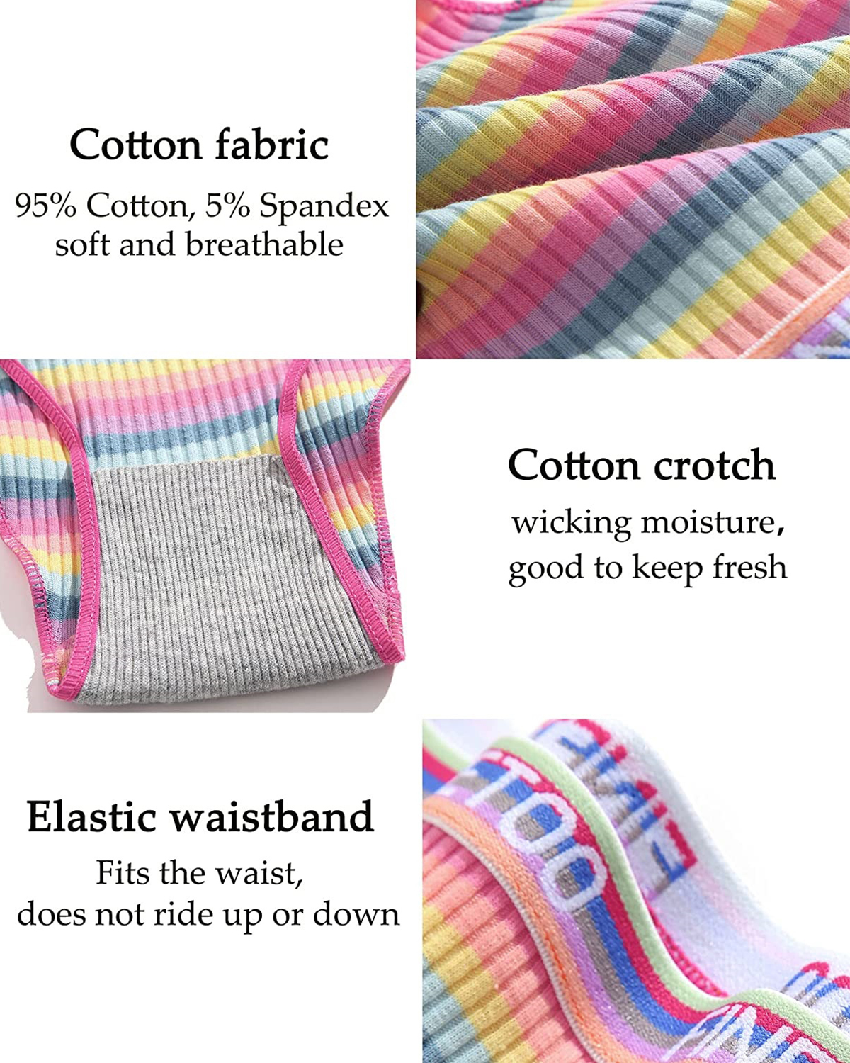 FINETOO 5 Pack Cotton Underwear for Women High Cut Colorful