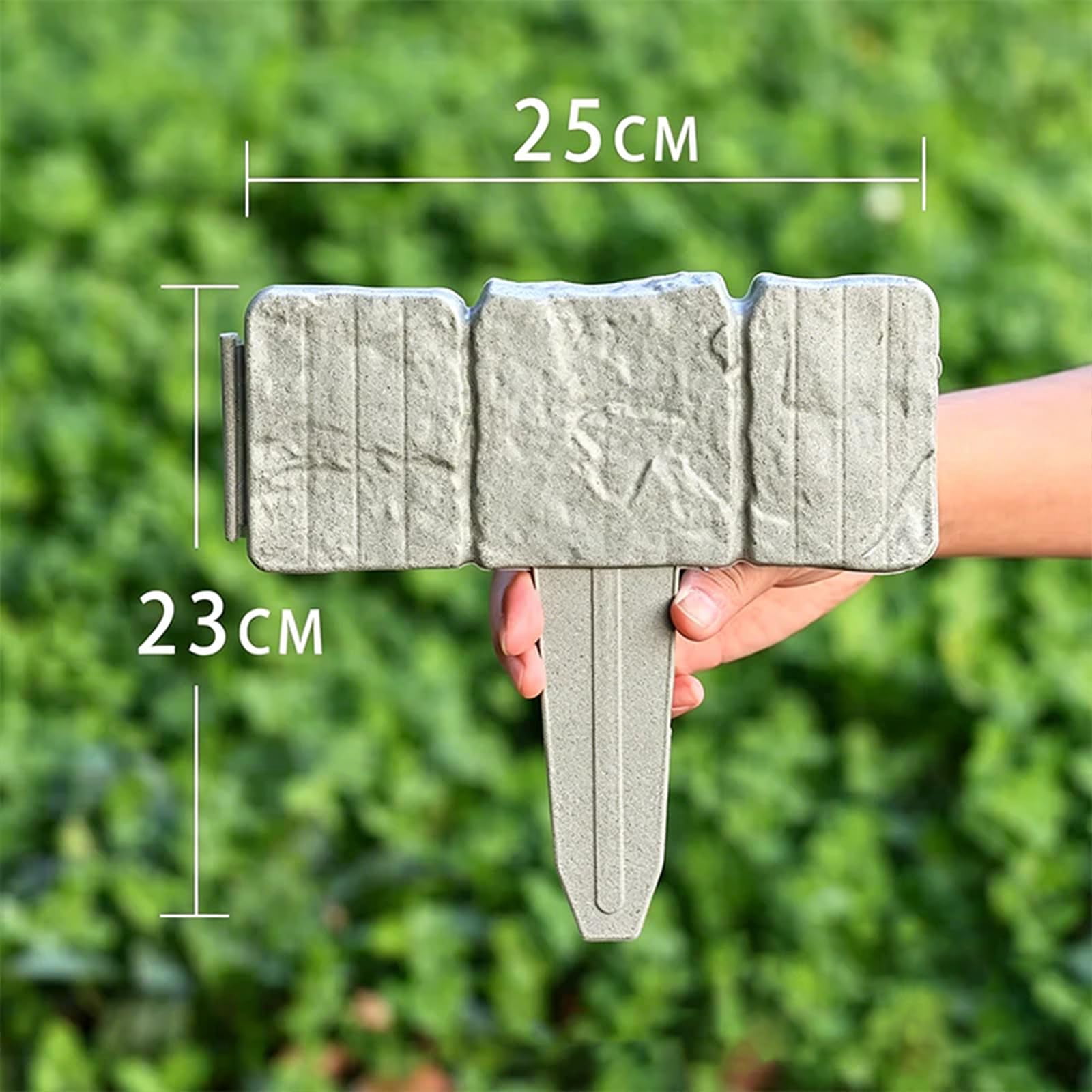 Plastic Garden Retaining Fence, Stone-Look Landscape Edging, Interlocking Border with Stakes, Tool-Free Flower Bed Fence for Yard & Pathways
