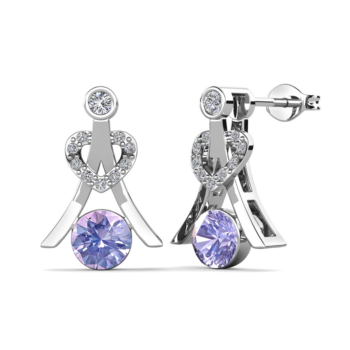 Cate & Chloe Serenity 18k White Gold June Birthstone Earrings, Round