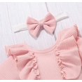 thumbnail image 5 of Styles I Love Infant Baby Girls Short Sleeve Ribbed Ruffle Cotton Romper with Floral Shorts & Headband 3pcs Outfit (Pink, 90/12-18 Months), 5 of 7