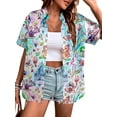 thumbnail image 6 of ALLTB Magical Shirt for Women Funny Graphic Hawaiian Shirts Princess Castle T-shirt Family Vacation Button Up Short Sleeve Tops, 6 of 7