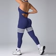 thumbnail image 4 of larppty Womens Workout Seamless Jumpsuit Spring Summer Fashion Hip Lift Peach Hip Shap Backless Yoga Jumpsuit Romper Outfits（Blue， M）, 4 of 7