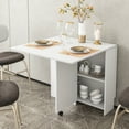DINAZA Folding Dining Table Drop Leaf Table for Small Spaces with Storage Racks Multifunction