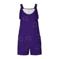 thumbnail image 4 of Nrmvnmi Womens Summer Casual Sleeveless Printed Short Rompers Adjustable Strap Loose Shorts Jumpsuits Overalls with Pockets Purple XLMothers Day Gifts, 4 of 6