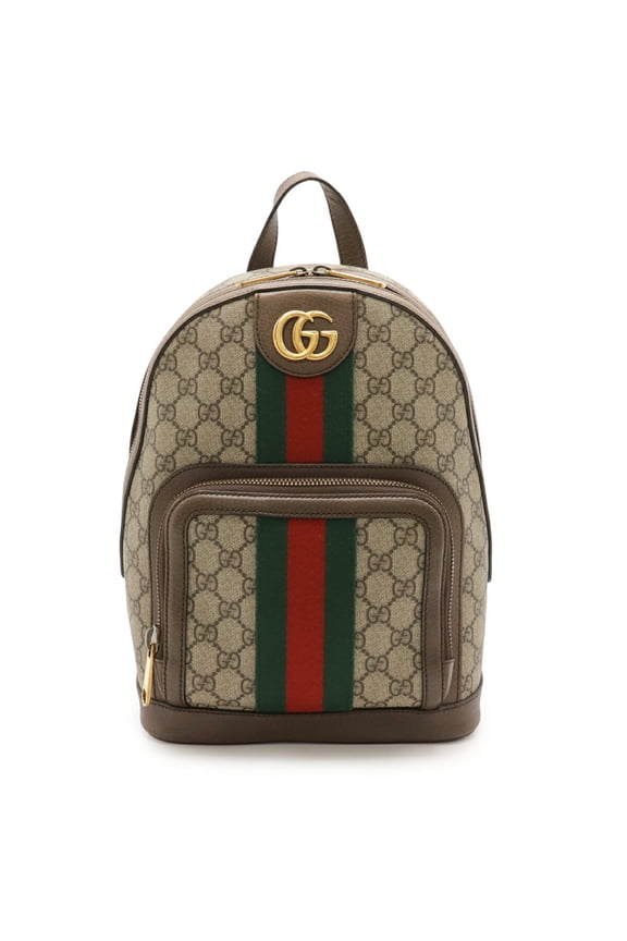Pre-Owned GUCCI Ophidia GG Supreme Small Backpack, Sherry Line, PVC and Leather,... (Fair)