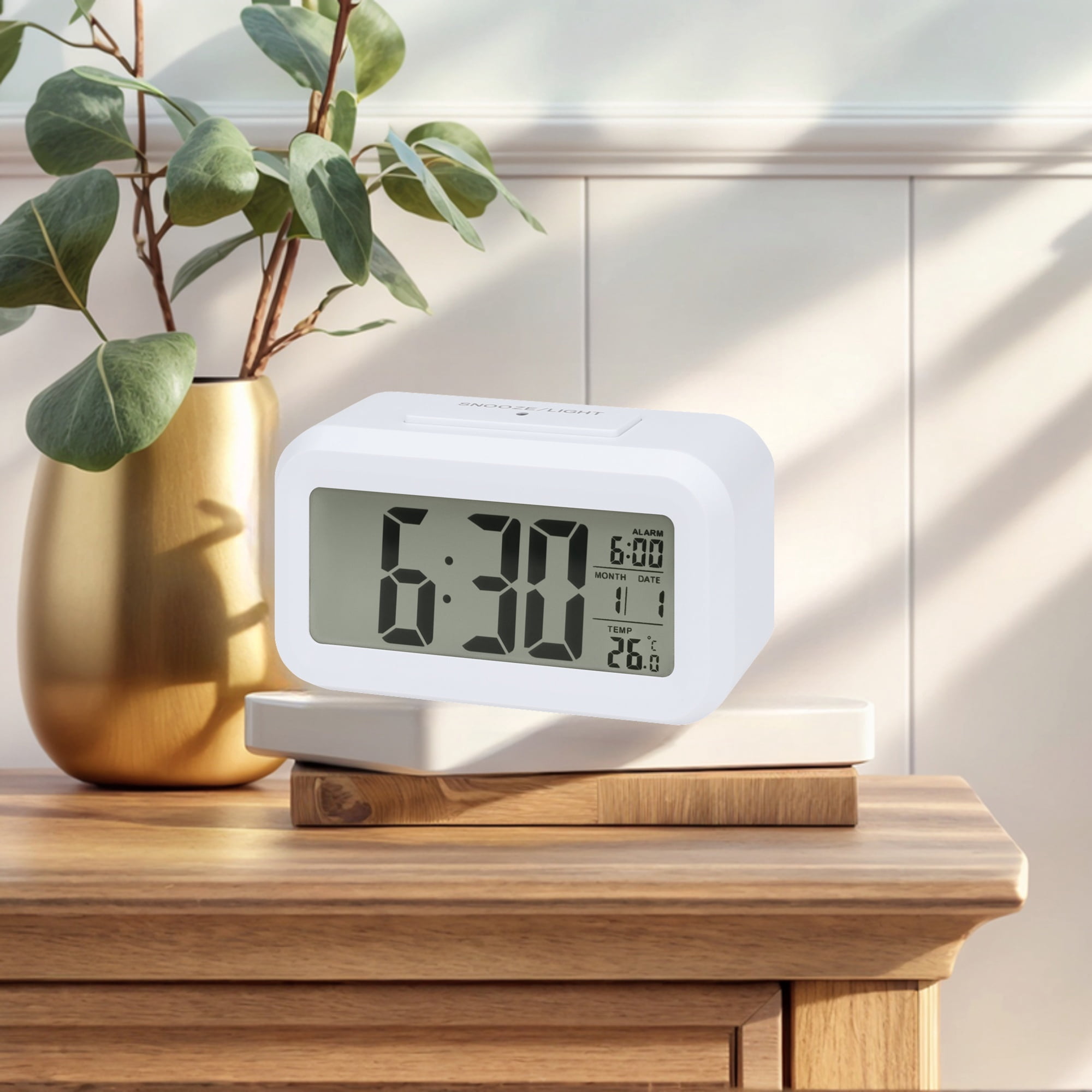 Unique Bargains 2 Pcs Small Digital Alarm Clock 5.5 x 2.8 x 1.8 in White