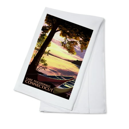

Lake Pocotopaug Connecticut Canoe and Lake at Sunset (100% Cotton Tea Towel Decorative Hand Towel Kitchen and Home)